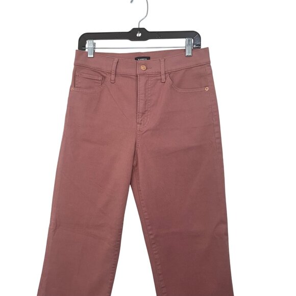 Express Womens Straight Ankle High Rise Pants Size 6R Mauve Pink Raw Hem - Picture 11 of 12
